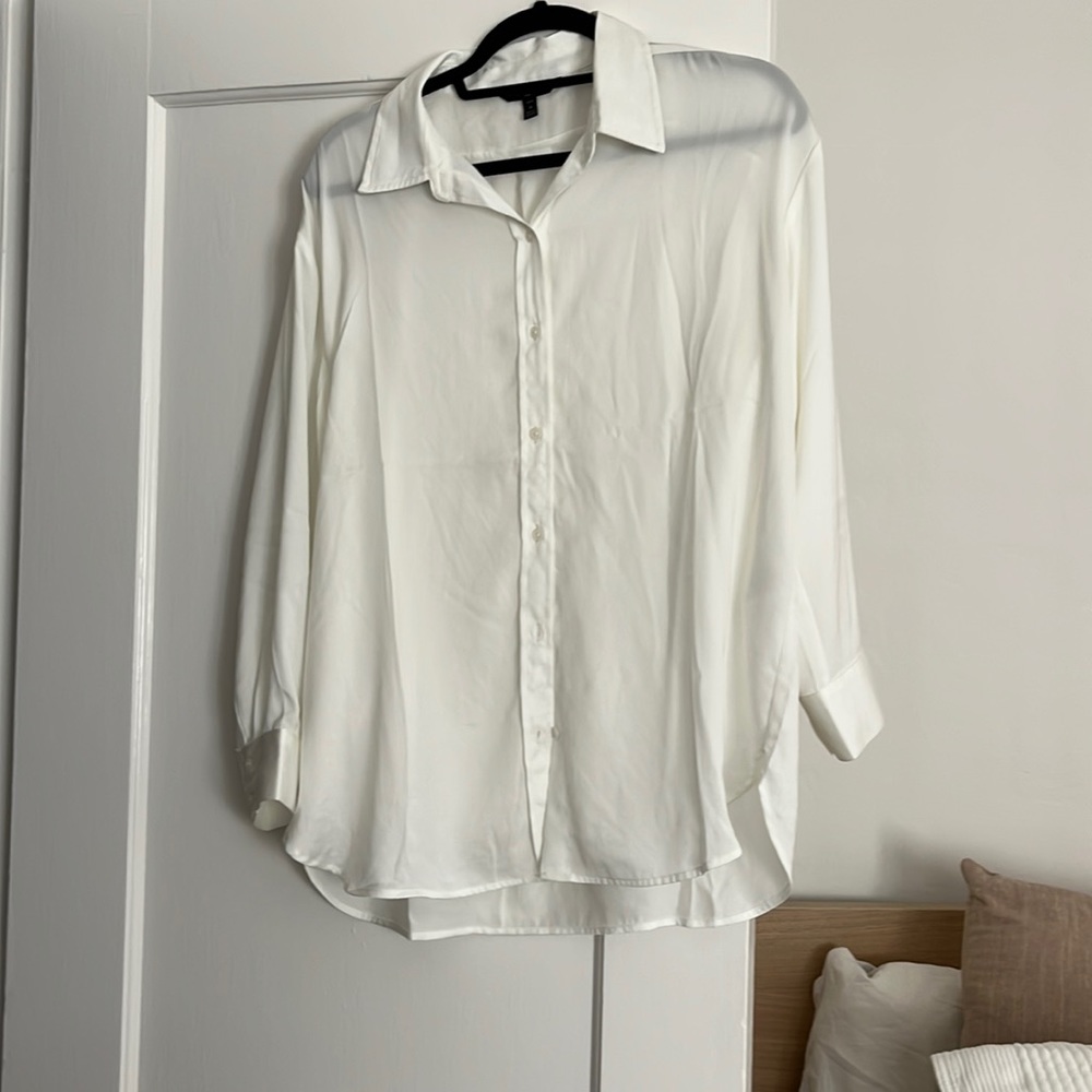 Medium petite White silk button down